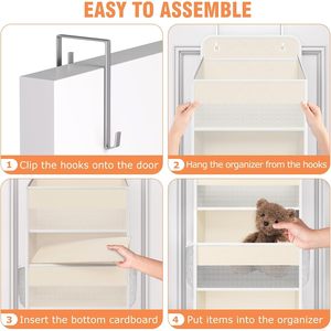 Over The Door Organizer 4 Tier Large Capacity Hanging <b>Storage</b> With 6 Side Pockets For Bedroom Dorm Use - Product Image 3