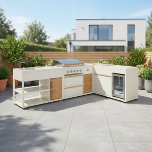 Cuisine extérieure moderne haut de gamme en acier inoxydable avec îlot <span class=keywords><strong>barbecue</strong></span> luxueux et armoires pour la zone des supporters de football - Product Image 1