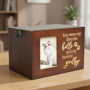 Wood Pet <b>Memorial</b> Urn Rectangle Shape With Photo Frame For Cats Classical Style Durable Handcrafted Keepsake <b>Box</b> - Product Image 4
