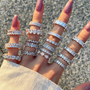 Anillo de circonita cúbica de plata de ley para hombres y mujeres, joyería alta para bodas, propuestas, fiestas, Estilo clásico - Product Image 2