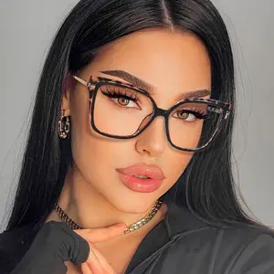 Optische Brille TR90 Vollformat Damen Persönlichkeit Quadrat zweifarbig Rahmen Anti Blaulicht Sonnenbrille Brillen hersteller