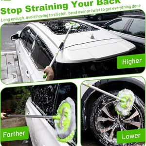 Car Wash Mop Chenille Soft Bristles Long Handle Rotating Car <b>Brush</b> Tool For Car Cleaning Detailing - Product Image 2