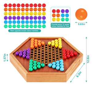 12.6 ''<span class=keywords><strong>dama</strong></span> cinese in legno con cassetto-<span class=keywords><strong>gioco</strong></span> da tavolo tradizionale con Set <span class=keywords><strong>di</strong></span> marmi acrilici colorati da 16mm - Product Image 3