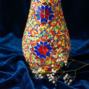 Lampe de table en verre mosaïque marocaine turque de <span class=keywords><strong>Marrakech</strong></span>, faite à la main, avec base en métal, recharge USB, pour la décoration d'ambiance de la chambre - Product Image 6