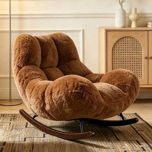 <span class=keywords><strong>Fauteuil</strong></span> <span class=keywords><strong>à</strong></span> <span class=keywords><strong>bascule</strong></span> mobile de style nordique crème pour la maison, léger, pour adulte, idéal pour balcon et salon - Product Image 5