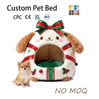 Cama para Mascotas con Diseño de Gorro de Santa Claus Navideño, Cálida y Suave para Invierno, de Felpa, con Forma de Gato de Dibujos Animados, para Gatos y Perros Pequeños