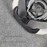 Volant sport en fibre de carbone noire et cuir perforé blanc, personnalisation acceptée, compatible avec Toyota GR 86 Subaru BRZ