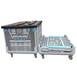 Zware Grote Hdpe Industriële Logistieke Transport Magazijn Opvouwbare Inklapbare Kunststof <span class=keywords><strong>Pallet</strong></span> Box Met Wielen - Product Image 5