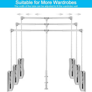 Tige de placard rétractable en aluminium réglable 15kg accessoire de quincaillerie de garde-robe essentiel porteur - Product Image 4