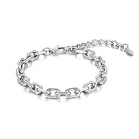 Bracelet unisexe tendance en acier inoxydable électroplaqué avec fermoir fer à cheval, perles décoratives et anneau ovale, idéal pour les soirées et le quotidien