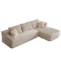 Canapé d'angle modulable en velours côtelé, style crème, minimaliste italien, écologique, amovible et lavable pour salon