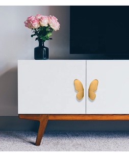 Perilla de lujo para muebles, <span class=keywords><strong>Pomo</strong></span> de <span class=keywords><strong>puerta</strong></span> de gabinete de estilo mariposa de latón dorado sólido - Product Image 6