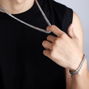 Collar de Acero de Titanio Encriptado, Pulsera de Acero de Titanio Estilo Hip <span class=keywords><strong>Hop</strong></span>, Moda Masculina que No se Desvanece, Venta al por Mayor de Fabricante, Personalizado - Product Image 3