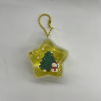 Porte-clés personnalisé en acrylique transparent avec figurine flottante et paillettes, pendentif mignon pour cadeaux et organisation des clés en forme d'étoile
