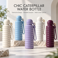 Bouteille d'eau isotherme en acier inoxydable de 20 oz avec paille escamotable, cordon portable, design côtelé, logo personnalisé, couleur OEM ODM