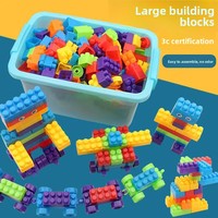 Mainan Blok Bangunan Plastik Besar 40 Potong untuk Usia 5-8 Tahun, Perakitan Puzzle Hewan Alam, Set Edukasi Dini
