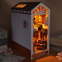 2024 vente chaude à la main assembler 3d bois cabine bricolage Miniature maison de poupée Kit serre-livres enfants jouets Led cadeau d'anniversaire en gros