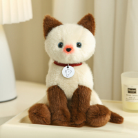 Vente en gros CPC mignon chat siamois doux et réaliste oreiller en peluche enfants dormir dessin animé chat oreiller PP coton pour le soulagement du stress