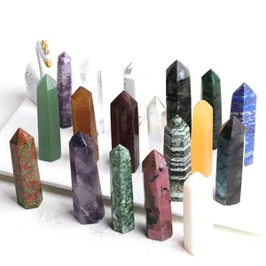 4-8cm Natural Crystals Point Rose Quartz Tower Fluorite Healing Crystal Wand