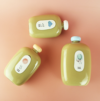 Botella de Bebidas Ovalada Plana de Grado Alimenticio de 250 ml, 350 ml, 500 ml, Botella de Licor de Forma Redonda con Tapa Redonda para Vino de Frutas y Jugos