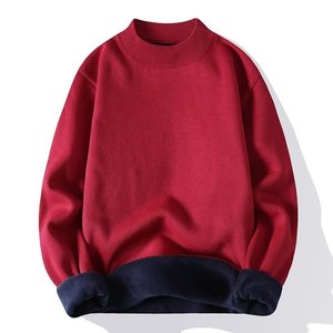 <span class=keywords><strong>Pull</strong></span> chaud pour homme en tissu mélangé polyester, couleur unie, col mi-haut, haute élasticité, style européen et américain, automne-hiver - Product Image 3