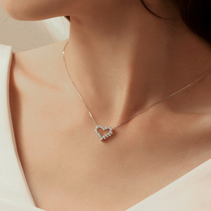 SGARIT Custom Luxury IGI Certified Pav-Set Open Heart 18k Gold Lab Grown Diamond Hollow Heart Choker <b>Necklace</b> - Product Image 3