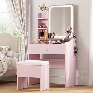 2025 Venta caliente mesa de maquillaje de espacio pequeño con luces tocador de maquillaje para mujeres al por mayor proveedor de muebles de belleza - Product Image 3