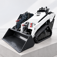 Mini-chargeuse compacte sur chenilles robuste avec commande hydraulique par joystick, console numérique, 20 MPa, triple coupleur, et benne basculante sur chenilles