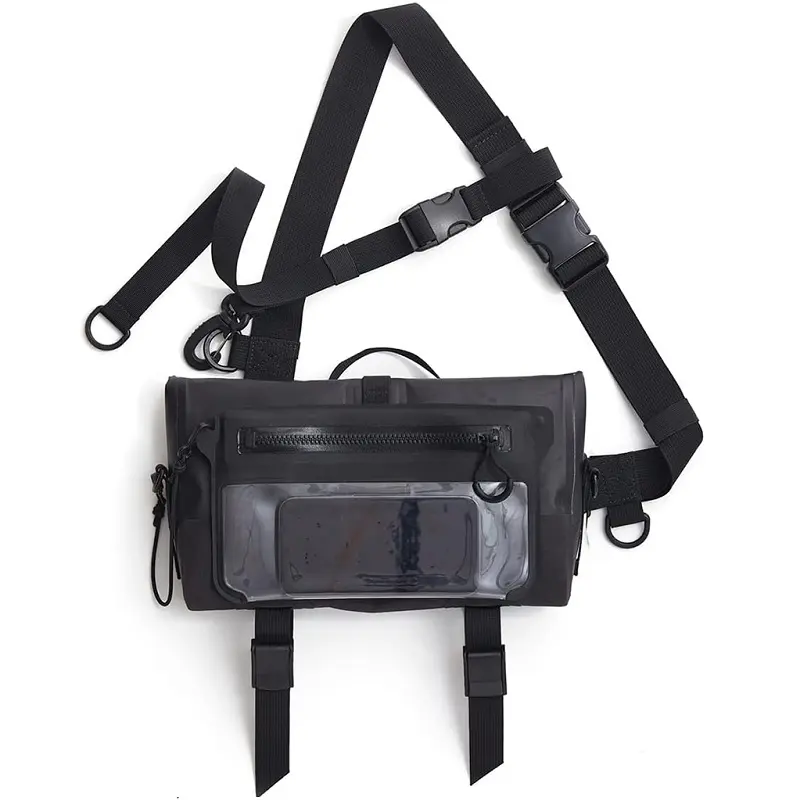 आउटडोर वाटरप्रूफ कमर फैनी पैक यूनिसेक्स पीवीसी तिरपाल अनुकूलित वेल्डिंग वाटरप्रूफ बैग कमर बैग