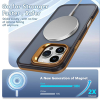 Support d'objectif magnétique en PC transparent mat avec coque de téléphone antichoc en TPU pour iPhone 16 Pro Max