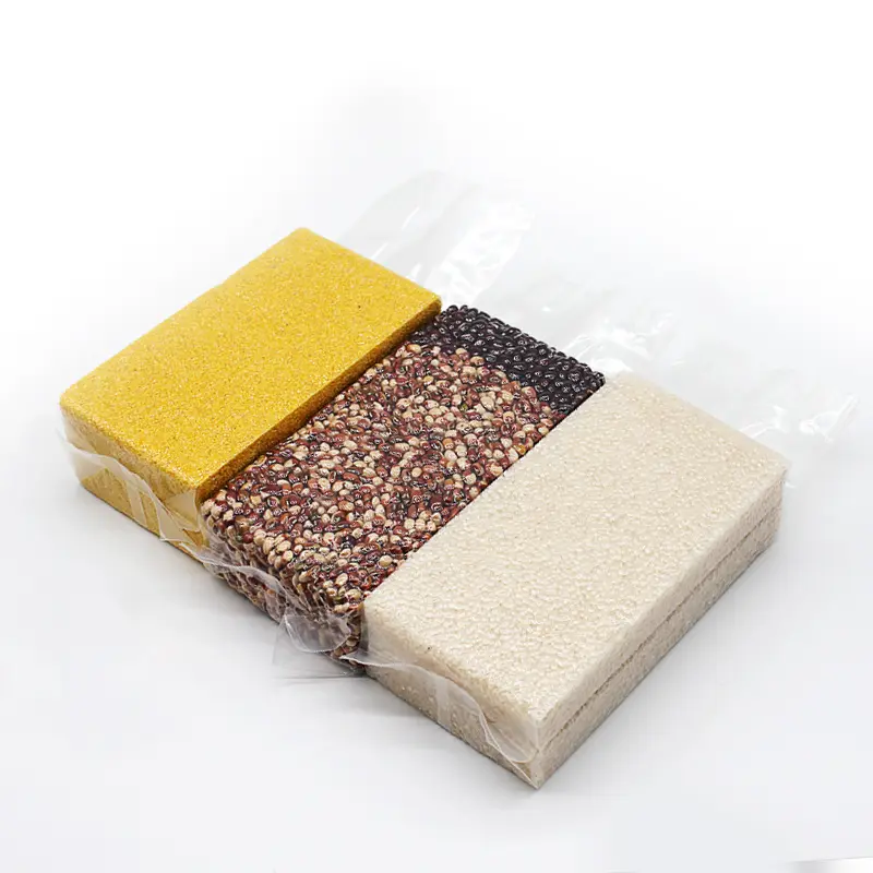 Durchsichtige transparente Produktbeutel aus Pa/Pe Kunststoff Lebensmittel-Vakuum-Reis-Verpackungsbeutel Backsteinbeutel