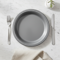 Assiettes en plastique PS sans BPA, 7, 9, 10,25 pouces, assiettes rondes en plastique réutilisables pour la restauration