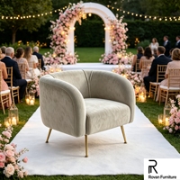 Moderner Gebogener Sessel mit Goldenen Edelstahlbeinen Hochzeits-Event-Einzelsofa für Party, Zuhause, Hotel und Büro