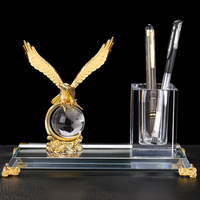 Porte-stylo en cristal d'aigle en métal, cadeau d'animal professionnel, Logo gravé personnalisé, trophée d'aigle, artisanat artisanal