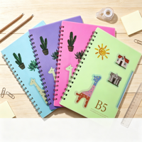 Carnet à spirale double en métal B5 Kawaii Cartoon, couverture en PP, 100 feuilles, bloc-notes ligné pour l'université, carnets à spirale lignés personnalisés