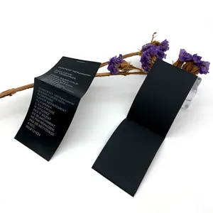 Proveedor de China Guangzhou Algodón Satinado Etiqueta Instrucciones Cuidado del lavado Satén Etiqueta de la ropa Poliéster Etiqueta de cuidado Algodón - Product Image 1