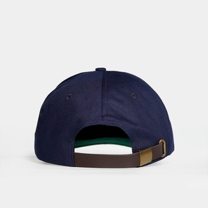 Casquettes personnalisées en coton bleu marine structurées à 6 panneaux avec logo brodé plat, casquettes snapback - Product Image 6