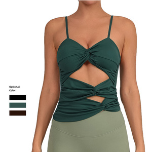 Top da Yoga da Donna Leggero e Traspirante con Dettaglio Intrecciato Frontale, <span class=keywords><strong>Spalline</strong></span> <span class=keywords><strong>Sottili</strong></span>, Schiena Aperta, Supporto Elevato e Elasticità a Quattro Vie - Product Image 1