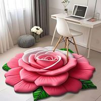Tapis de Sol Absorbant et Antidérapant à Fleurs 3D pour Salon - Ensemble de Tapis