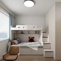 Lit superposé moderne en bois massif à deux étages, durable, écologique, multifonctionnel, pour enfants, avec barrière de sécurité, design à double étage