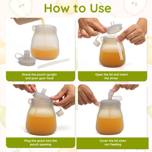 Contenedor de Almacenamiento de Silicona de Grado Alimenticio, Apto para Microondas, <span class=keywords><strong>Bolsa</strong></span> de Almacenamiento de Leche Materna y Alimentos para Bebés, Botella Reutilizable y Fresca - Product Image 5