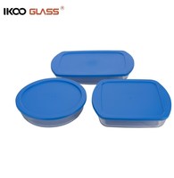 Ensemble de plats à four rectangulaires IKOO en verre borosilicate de haute qualité, écologiques, avec couvercles, résistants à la chaleur, pour la cuisine à domicile