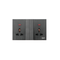 Prise de courant universelle britannique Yaki Pure Black 4 voies ABS, double connexion, simple connexion, grande taille, pour l'Afrique du Sud