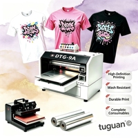 Machine d'impression DTG entièrement automatique et économique pour projets de confection de vêtements à petite échelle, haute vitesse, facile à utiliser, compatible coquille d'œuf/flex.