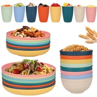 Ensemble de vaisselle 32 pièces pour e-commerce transfrontalier, peint à la main, compatible micro-ondes, assiettes, bols et tasses modernes et minimalistes pour l'extérieur