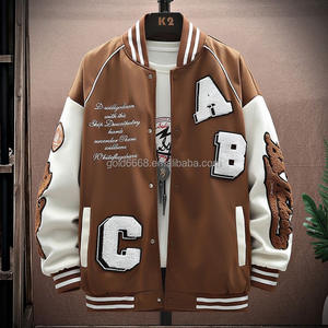 Camiseta Kasual Universitas Jaket Bisbol Oem Kustom Logo Bordir Chenille <span class=keywords><strong>Luar</strong></span> Ruangan Jaket Kulit Longgar Untuk Pria - Product Image 3