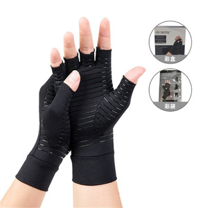 Gants demi-doigts à pression en fibre de cuivre transfrontaliers gants de liaison antidérapants en silicone pour l'entraînement en plein air - Product Image 5