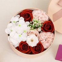 Hadiah Valentine Bunga Buatan Berbentuk Bulat, Kotak Hadiah Bunga Sabun Mawar, Bunga Ulang Tahun Hari Ibu untuk Hadiah