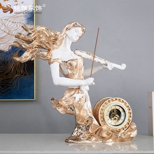 Trang Trí Nội Thất Nhựa Quà Tặng Và Thủ Công Mỹ Nghệ Vẻ Đẹp Nhạc Sĩ Đồng Hồ Bức Tượng Nhựa Violin Điêu Khắc - Product Image 4