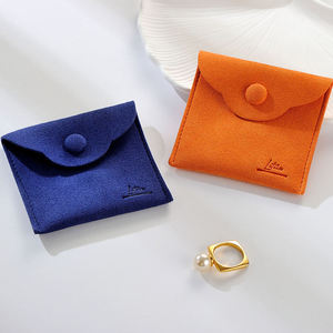 Customize Microfiber Snap Button Closure Suede Jewelry Pouches Bags for Necklace Jewelry <b>Gift</b> - Product Image 3